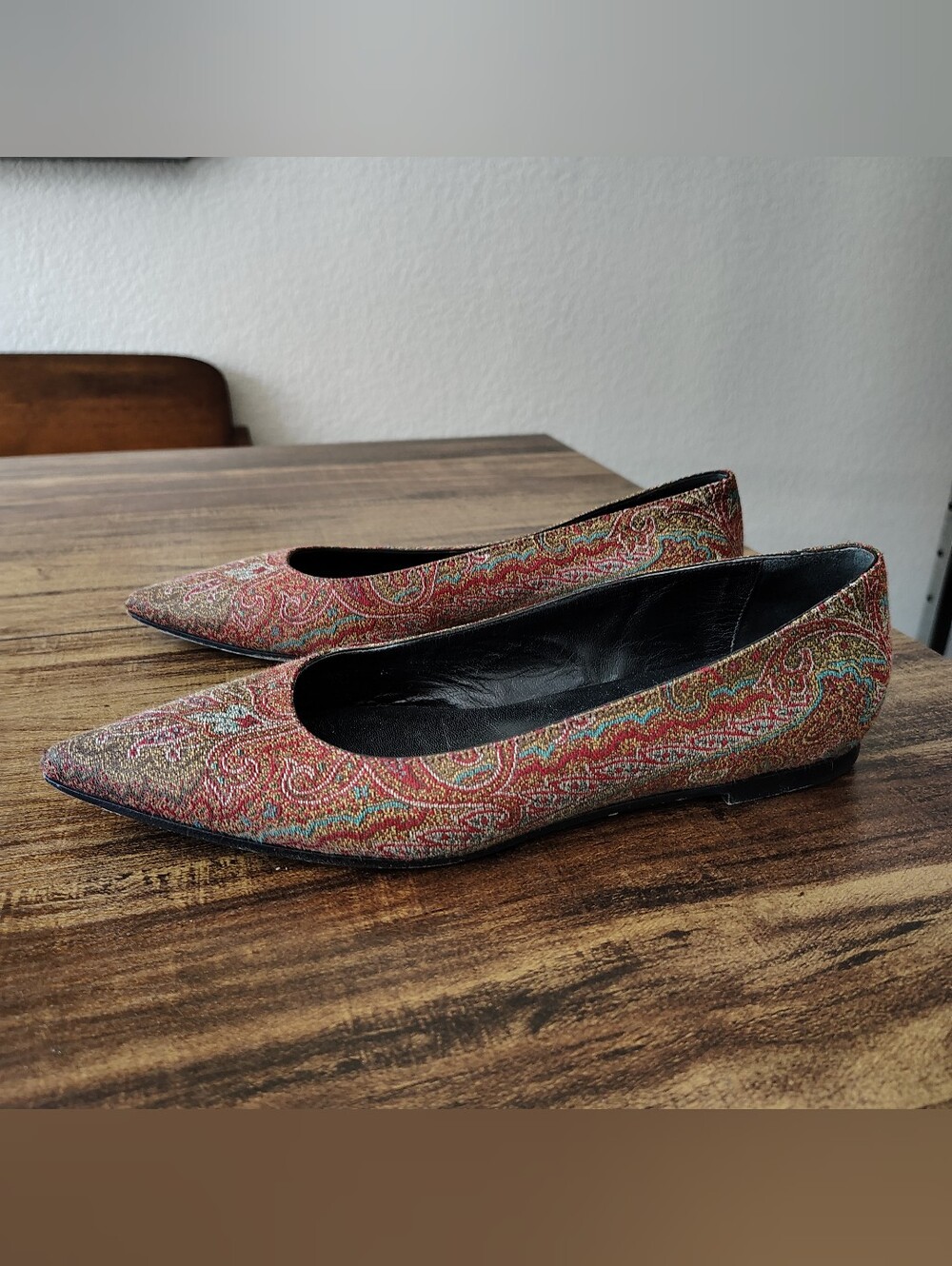 Etro Multicolor Printed Paisley Coated Canvas  Ballet Flats Size 38 8
